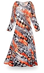 Plus Size Petite A-line Checkered Print Polyester/Spandex Long Sleeves Round Neck Maxi Dress 