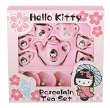 Japanese Sanrio Petite/mini Porcelain Tea Set with matching stickers : origami pattern Hello Kitty