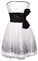 Flocked Polka Dot Strapless Net Holiday Party Gown Cocktail Prom Dress