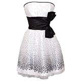 Flocked Polka Dot Strapless Net Holiday Party Gown Cocktail Prom Dress - M