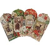 Vintage Christmas Punch Studio Embellished Gift Tags
