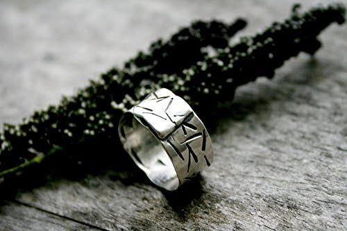 .925 Solid Sterling Silver Hand Stamped Wide Band Ring - Stellar