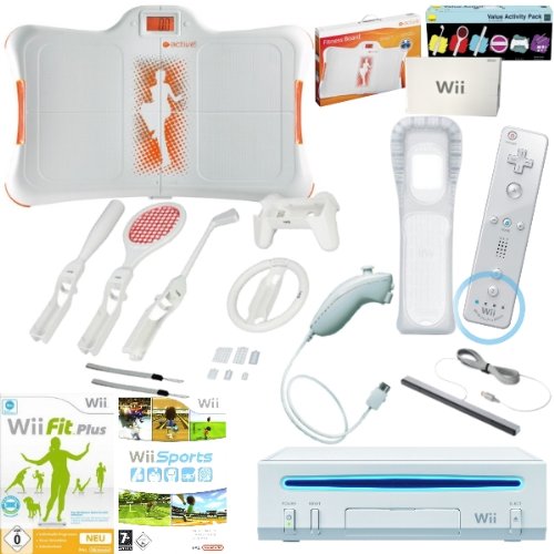 Nintendo Wii Konsole - Sport und Fitness Set EA Balance Board Wii Fit Plus Wii Sports 5 Spiele Sports Value Activity Pack 5 in 1 Zubehör Set Nintendo Remote Plus und Nunchuck Controller Nintendo Wii Konsole - Sport und Fitness Set EA Balance Board Wii Fit Plus Wii Sports 5 Spiele Sports Value Activity Pack 5 in 1 Zubehör Set Nintendo Remote Plus und Nunchuck Controller