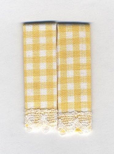 Dollhouse Miniature Set of 2 Yellow Gingham Check Kitchen Towels