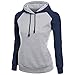 FruitNut Girls Vintage Hoodies Sport Raglan Sleeve Sweatshirt M Gray Blue