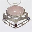 Rose Quartz Pendant with Chain Sterling Silver Jewelry 2 inches (pndt202)