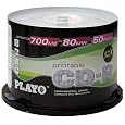 Playo 700 Mb 52x 80 Minute Write Ones Recordable Disc Cd-r, White Inkjet 