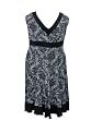 Karen Kane Black Wine & Roses Print Stretch Dress 1X