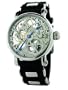 Rougois Hand Wind Silver Tone Skeleton Watch w/Blue Hands RG61