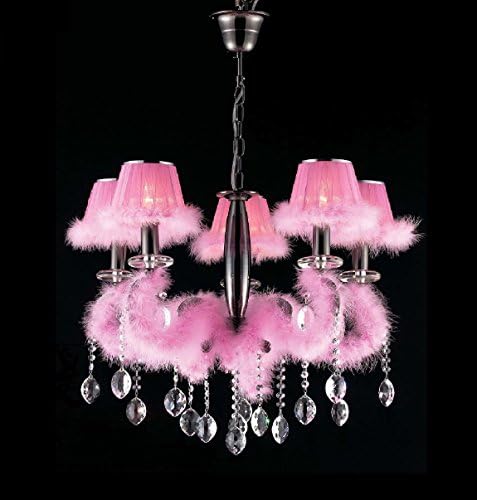 Contempo Collection Contemporary Modern Chandelier - Crystal Chandelier with Pink Shade - Pink Poodle