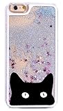 Dynamic Quicksand Glitter Liquid Phone Case Cover For iPhone 6S / 6 - black cat staring head