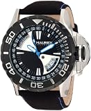 Haurex Italy Mens 8D365UNB Black Sea Day and Date Canvas Strap Black PVD Bezel Sport Watch