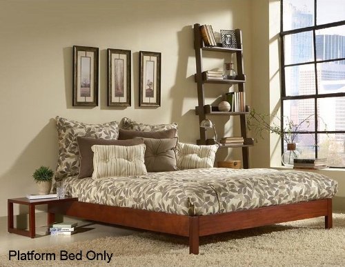 Twin Wood Platform Bed - Murray Platform Contemporary Design in Mahogany Finish