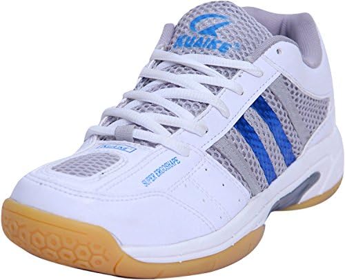 Kuaike Men's Pu Badminton Shoes 9 White &amp; Blue
