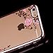 iPhone 6S Case,iPhone 6 Case,ikasus Pink Butterfly Floral Flower Bling Crystal Rhinestone Diamonds Clear Rubber Rose Plating Frame TPU Soft Silicone Bumper Case Cover for Apple iPhone 6/6S 4.7