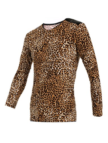 Allegra K Mens V Neck Long Sleeve T Shirts Leopard Print Slim Fit Top