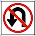 Street & Traffic Sign Wall Decals - No U Turns Symbol Sign - 12 inch Removable Graphic
