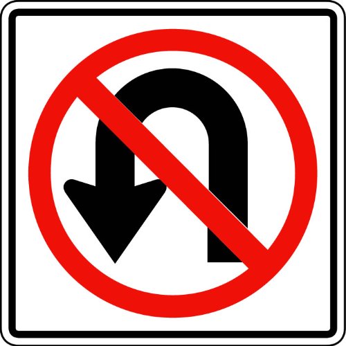 Street & Traffic Sign Wall Decals - No U Turns Symbol Sign - 12 inch Removable Graphic
