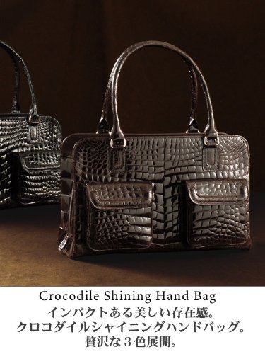 クロコダイル シャイニング ハンドバッグ レディース センター取り A4 軽量 通勤 bag 鞄 画像