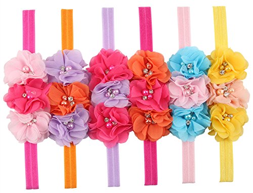 ROEWELL® Cute 6 Pcs Baby Headbands Girl's Hair Bows Infant Hairband Headband(6 Pack)