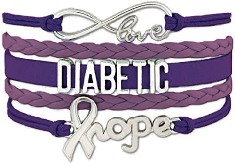 Diabetes Medical Bracelet: Diabetic Awareness Rope Cuff Bracelets (Purple)