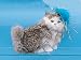 Cat Medium 1 Paw Up W/Hat Decoration Figurine Kitty Furry Lifelike New