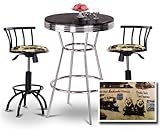 IMAGE OF Chrome Bar Table & 2 Black Adjustable 24