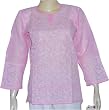 Womens Cotton Short Sleeve Top Shirt Blouse Chikan Embroidery Size M
