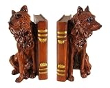 Stunning Timber Wolf Bookends Wood Finish Book Ends