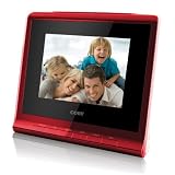 Coby DP356RED 3.5-Inch Digital Photo Frame with Alarm Clock - Red
