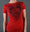 Sinful Clothing - Swirly Burnout Baby Tee in Red