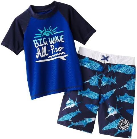 OshKosh Boys 2T-4T Wave Rash Guard Set (Blue, 3T)