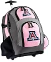 University of Arizona Rolling Backpack Deluxe Pink Arizona Wildcats - Backpacks Bags with Wheels or School Trolley Carry-On Bags - Unique Wheeled Gifts for Girls Ladies- CUTE!