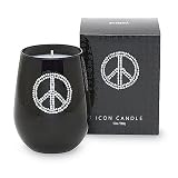Primal Elements Peace Icon Candle, Black Glass - 13-Ounce