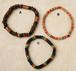 Wood and Coconut Shell Stretch Bracelets