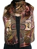 Brown Multi Floral Satin Stripe Abstract Sash Belt / Headband / Oblong Scarf