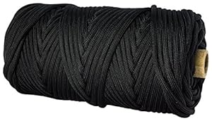 TOUGH-GRID 750lb Black Paracord / Parachute Cord - Genuine Mil Spec Type IV 750lb Paracord Used by the US Military (MIl-C-5040-H) - 100% Nylon - Made In The USA. 100Ft. - Black