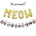 Funny Cat Party Garland Meow Letter Balloons Cats Faces with Party Hats Banner Kitten Bunting Photo Props for Cat Theme Birthday Party Pet Adoption Party Supplies