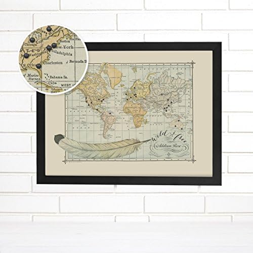 Personalized "Wild &amp; Free" Push Pin Travel Map