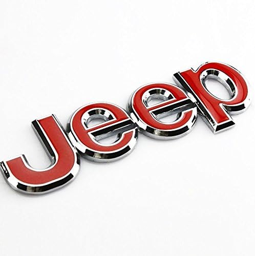 Amonster 3D Car Styling Accessories 4wd Dodge Chrysler Jeep Badge Sticker Chrome Emblem Decal For Cherokee Wrangler Unlimited Liberty Door/Grill Grille /Front Hood/Rear Trunk (Jeep Red)
