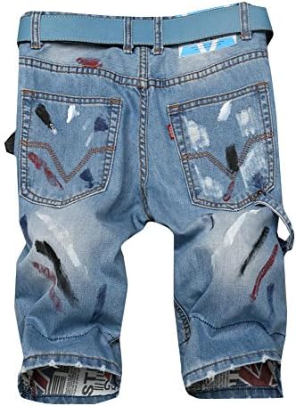 Henioral Men's Casual Cotton Distressed Skinny Slim Straight Denim Jean Shorts