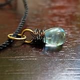 Wai Puna Pendant - Aqua Fluorite teardrop wire wrapped in bronze