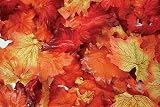 100 Mixed Fall Colors Silk Maple Leaves - Great Autumn Table Scatters