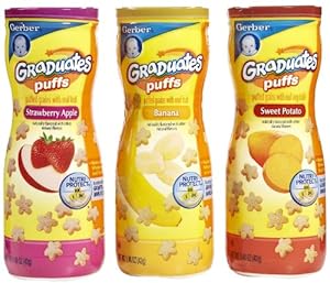 Gerber Graduates Apple Strawberry, Banana, Sweet Potato Puffs - 3 pk