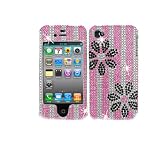 Premium Bling Pink Stripe Rhinestone Diamonds Hard Case Cover for Apple iPhon...