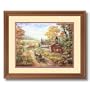 Old Country Church Horse Trees Landscape Picture Oak Framed Art Print