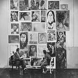 Psychiatrist with Emotionally Disturbed Student in Front of Paintings by others at Special School Photographic Poster Print by Fritz Goro, 16x16