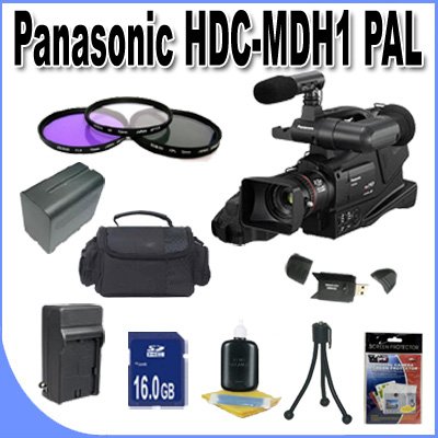 Panasonic HDC-MDH1 AVCHD Camcorder (PAL) + 16GB SDHC Memory + Extra Extended Life Battery + Ac/Dc Charger + USB Card Reader + 3 Piece Filter Kit + Deluxe Camera Bag + Accessory Saver Bundle!