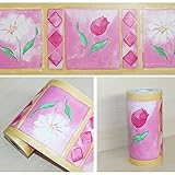 LoveFaye 菊田とチューリップ自己接着壁紙ボーダーズ家庭装飾品 DIY 簡単 貼付シール 防水