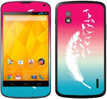 Fincibo (TM) LG Google Nexus 4 E960 Accessories Skin Vinyl Decal Sticker - Pink And Blue Birds Of A Feather